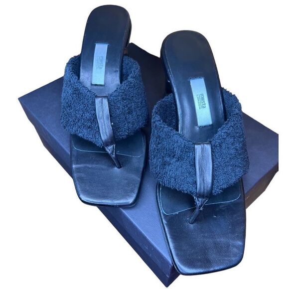 Miista Carissa French Terry Clear Heel Sandals in Black NWB Size 40 - Picture 2 of 10